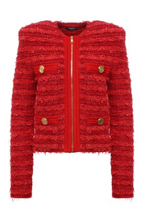 Женский жакет BALMAIN красного цвета по цене 242000 руб., арт. WF0SK033/K336 | Фото 1 Женский жакет BALMAIN красного цвета, арт. WF0SK033/K336 | Фото 1 (Длина (для топов): Стандартные; Рукава: Длинные; Материал внешний: Вискоза; Женское Кросс-КТ: Жакет-одежда; 1-2-бортные: Однобортные; Стили: Гламурный; Региональные ограничения белый список (Axapta Mercury): RU; Случай: Вечерний)