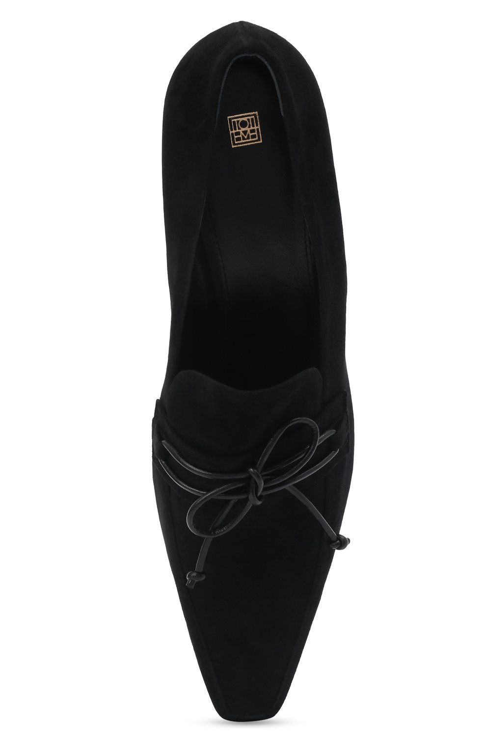 Женские замшевые туфли TOTÊME черного цвета, арт. 214-919-828 | Фото 6 (Каблук высота: Низкий; Материал внутренний: Натуральная кожа; Подошва: Плоская; Каблук тип: Kitten heel)