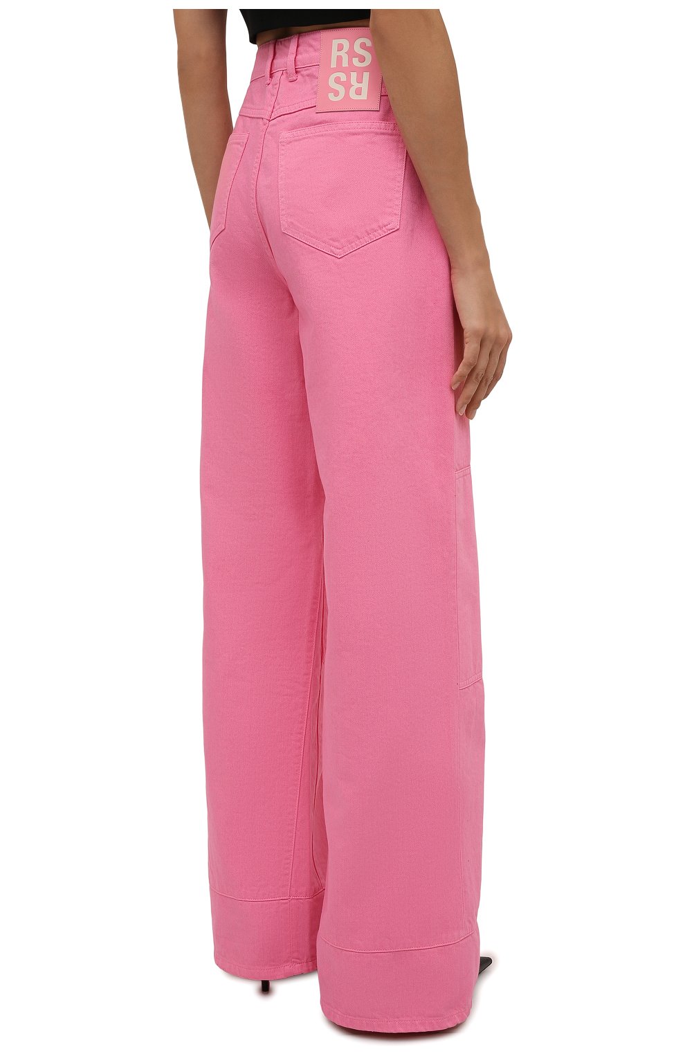 Женские джинсы RAF SIMONS светло-розового цвета, арт. 212-W316-10032 | Фото 4 (Длина (брюки, джинсы): Удлиненные; Силуэт Ж (брюки и джинсы): Широкие; Кросс-КТ: Деним; Стили: Гранж; Материал внешний: Хлопок)