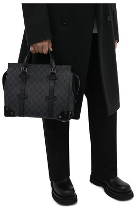 Мужская сумка-тоут gg GUCCI черного цвета по цене 147500 руб., арт. 643814/HUHFN | Фото 2 Мужская сумка-тоут gg GUCCI черного цвета, арт. 643814/HUHFN | Фото 2 (Материал: Текстиль, Экокожа; Размер: medium)
