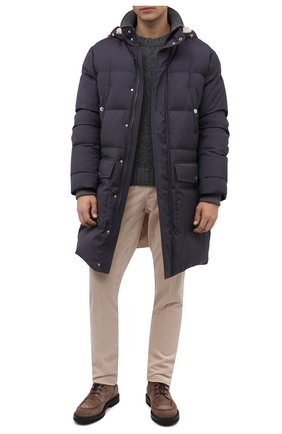 Мужская пуховик из шерсти и шелка BRUNELLO CUCINELLI синего цвета по цене 461500 руб., арт. MN4951849 | Фото 2 Мужская пуховик из шерсти и шелка BRUNELLO CUCINELLI синего цвета, арт. MN4951849 | Фото 2 (Материал внешний: Шерсть; Материал подклада: Синтетический материал; Длина (верхняя одежда): До середины бедра; Материал утеплителя: Пух и перо; Рукава: Длинные; Кросс-КТ: Куртка; Мужское Кросс-КТ: пуховик-короткий, шерсть и кашемир; Стили: Кэжуэл)