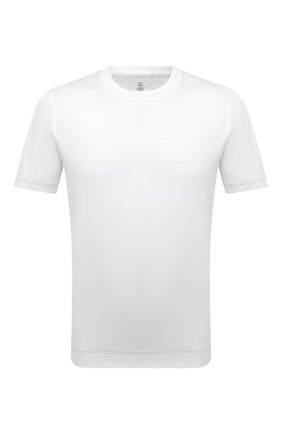 Мужская хлопковая футболка BRUNELLO CUCINELLI белого цвета, арт. M0T617107 | Фото 1 (Принт: Без принта; Рукава: Короткие; Длина (для топов): Стандартные; Материал внешний: Хлопок; Стили: Кэжуэл)