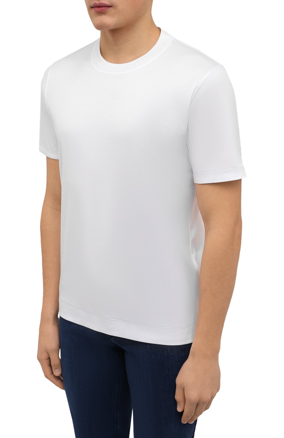 Мужская хлопковая футболка BRUNELLO CUCINELLI белого цвета, арт. M0T617107 | Фото 3 (Принт: Без принта; Рукава: Короткие; Длина (для топов): Стандартные; Материал внешний: Хлопок; Стили: Кэжуэл)
