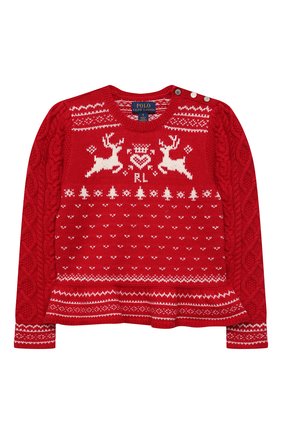 Детский пуловер из хлопка и шерсти POLO RALPH LAUREN красного цвета по цене 14400 руб., арт. 312853160 | Фото 1 Детский пуловер из хлопка и шерсти POLO RALPH LAUREN красного цвета, арт. 312853160 | Фото 1 (Материал внешний: Хлопок; Рукава: Длинные)