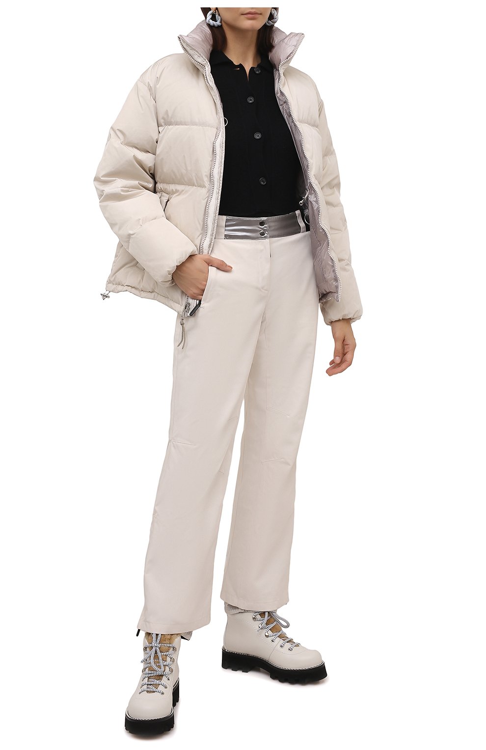 Женские утепленные брюки YVES SALOMON белого цвета, арт. 22WYFP075XXM20W | Фото 2 (Силуэт Ж (брюки и джинсы): Широкие; Женское Кросс-КТ: Брюки-спорт, Брюки-одежда; Длина (брюки, джинсы): Стандартные; Материал внешний: Синтетический материал; Стили: Спорт-шик; Материал подклада: Синтетический материал)