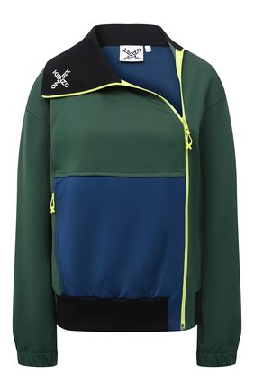 Женский бомбер KENZO зеленого цвета, арт. FB62SW6314IU | Фото 1 (Рукава: Длинные; Длина (верхняя одежда): Короткие; Материал внешний: Хлопок, Синтетический материал; Стили: Спорт-шик; Кросс-КТ: Куртка)