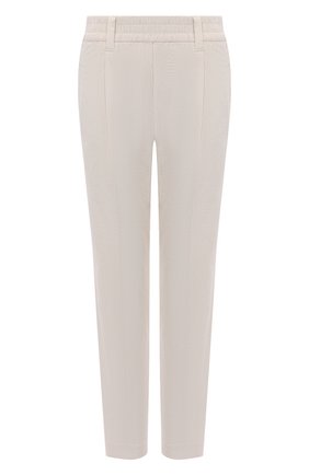 Женские вельветовые брюки BRUNELLO CUCINELLI бежевого цвета, арт. ML463P7915 | Фото 1 (Длина (брюки, джинсы): Укороченные; Материал внешний: Хлопок; Стили: Кэжуэл; Женское Кросс-КТ: Брюки-одежда; Силуэт Ж (брюки и джинсы): Узкие)