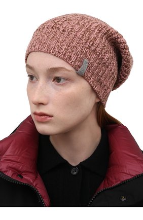 Женская кашемировая шапка BRUNELLO CUCINELLI розового цвета, арт. MBX574299 | Фото 2 (Материал: Шерсть, Кашемир, Текстиль)