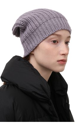 Женская шапка из смеси кашемира и шелка BRUNELLO CUCINELLI сиреневого цвета, арт. M32373999 | Фото 2 (Материал: Кашемир, Шерсть, Текстиль)