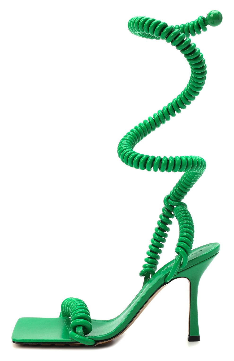 Женские босоножки the stretch BOTTEGA VENETA зеленого цвета, арт. 667196/V13Q0 | Фото 4 (Каблук высота: Высокий; Материал внутренний: Натуральная кожа; Каблук тип: Шпилька; Подошва: Плоская; Материал внешний: Резина)