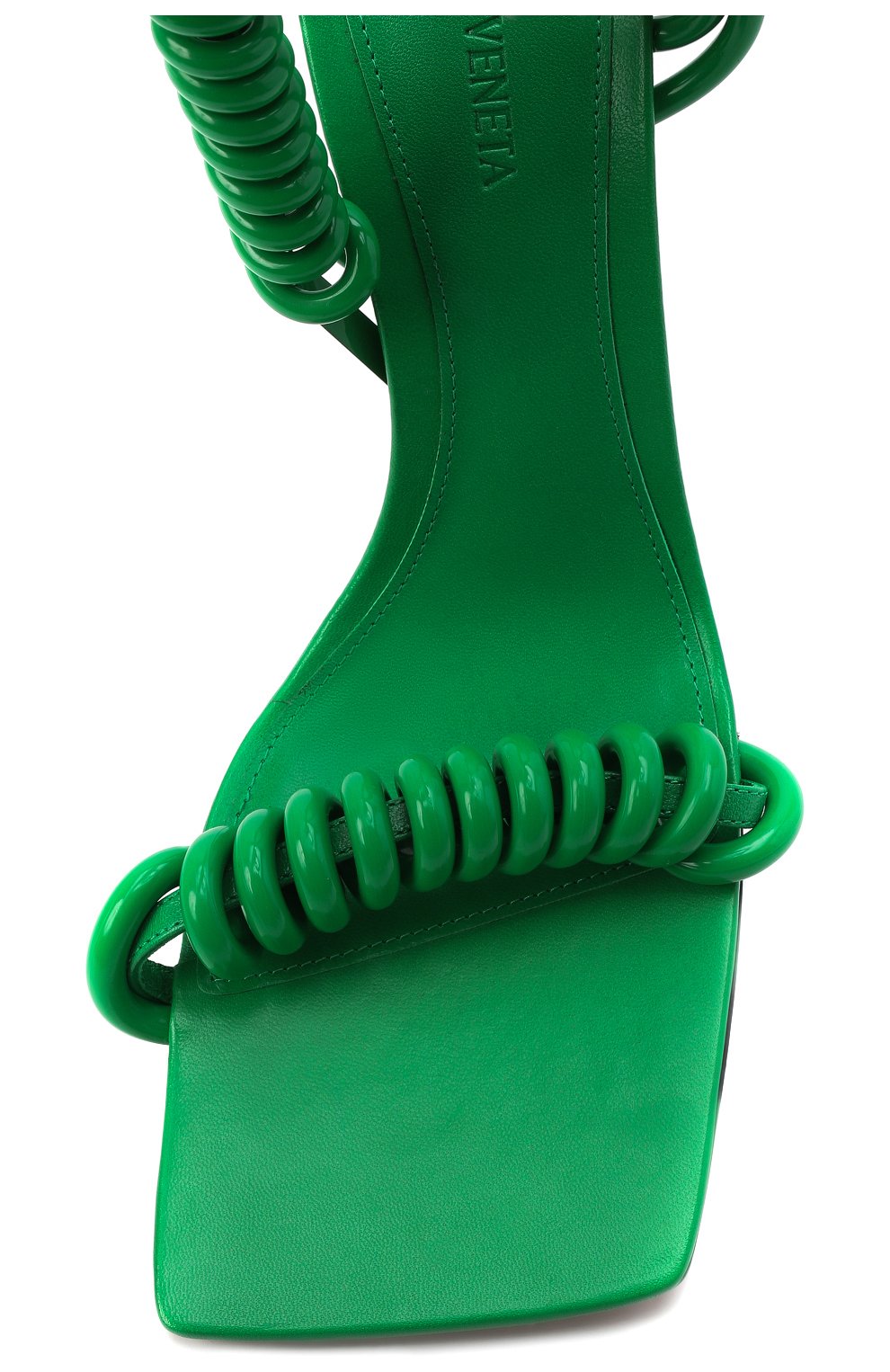 Женские босоножки the stretch BOTTEGA VENETA зеленого цвета, арт. 667196/V13Q0 | Фото 6 (Каблук высота: Высокий; Материал внутренний: Натуральная кожа; Каблук тип: Шпилька; Подошва: Плоская; Материал внешний: Резина)