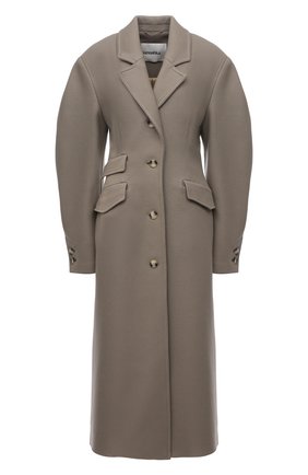 Женское шерстяное пальто NANUSHKA серого цвета, арт. NW21FW0W00779 | Фото 1 (Длина (верхняя одежда): Короткие; Рукава: Длинные; Материал подклада: Вискоза; Материал внешний: Шерсть; Стили: Гламурный; 1-2-бортные: Однобортные)