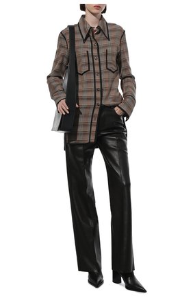 Женская рубашка из вискозы NANUSHKA разноцветного цвета, арт. NW21FWSH00465 | Фото 2 (Материал внешний: Вискоза; Рукава: Длинные; Длина (для топов): Удлиненные; Стили: Гламурный; Принт: Клетка; Женское Кросс-КТ: Рубашка-одежда)