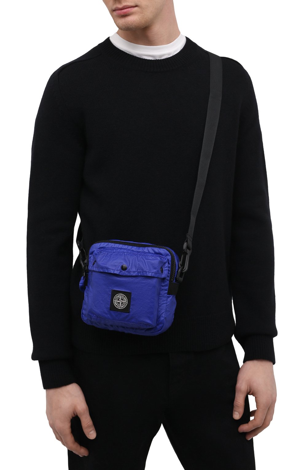 Мужская текстильная сумка STONE ISLAND синего цвета, арт. 751590270 | Фото 2 (Размер: mini; Ремень/цепочка: На ремешке; Материал: Текстиль)