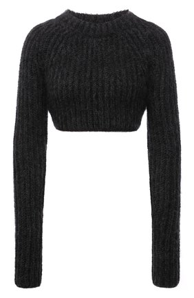 Женский свитер FENDI темно-серого цвета, арт. FZX680 AHE4 | Фото 1 (Материал внешний: Шерсть; Рукава: Длинные; Длина (для топов): Укороченные; Стили: Гламурный; Женское Кросс-КТ: Свитер-одежда)