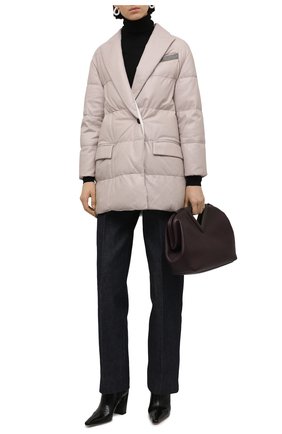 Женская кожаная куртка BRUNELLO CUCINELLI светло-бежевого цвета по цене 841500 руб., арт. MPTAN9389 | Фото 2 Женская кожаная куртка BRUNELLO CUCINELLI светло-бежевого цвета, арт. MPTAN9389 | Фото 2 (Рукава: Длинные; Длина (верхняя одежда): До середины бедра; Материал утеплителя: Пух и перо; Материал подклада: Синтетический материал; Стили: Кэжуэл; Кросс-КТ: Куртка; Материал внешний: Натуральная кожа)