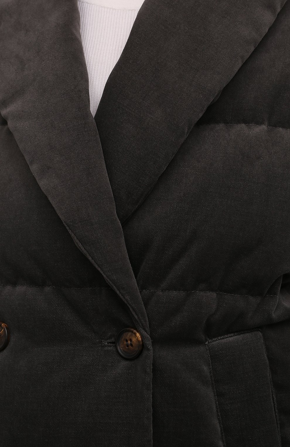 Женская пуховая куртка BRUNELLO CUCINELLI темно-серого цвета, арт. ML4792709 | Фото 5 (Кросс-КТ: Куртка; Рукава: Длинные; Женское Кросс-КТ: Пуховик-куртка; Материал внешний: Хлопок; Материал подклада: Синтетический материал; Длина (верхняя одежда): Короткие; Материал утеплителя: Пух и перо; Стили: Кэжуэл)