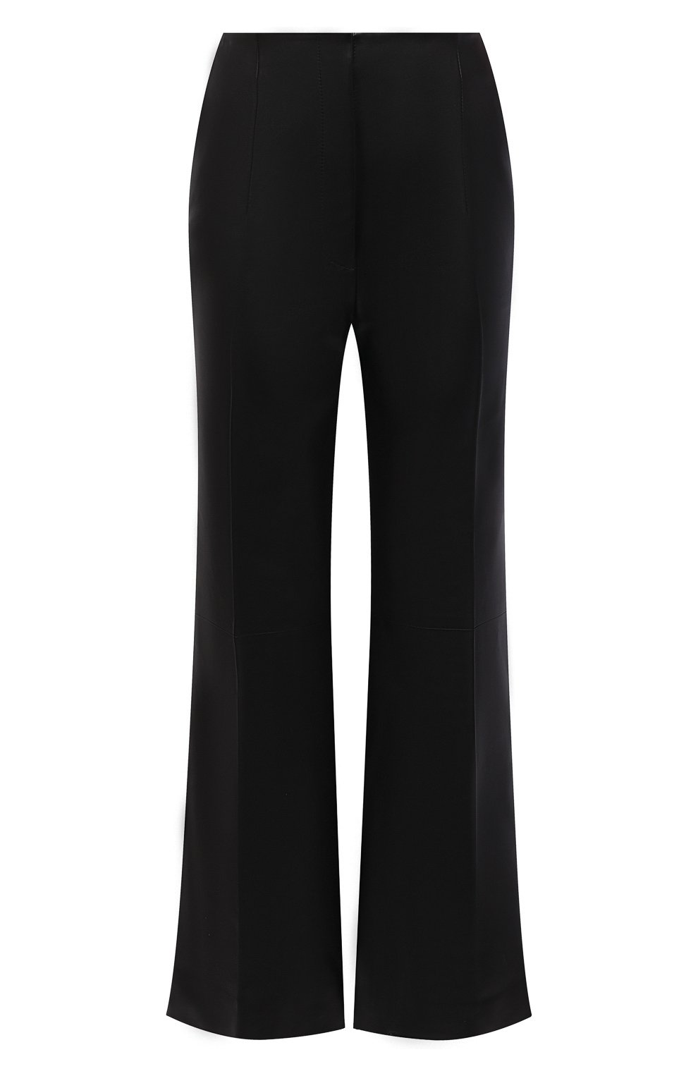 Женские кожаные брюки KHAITE черного цвета, арт. 3080708/HALEY | Фото 1 (Стили: Гламурный; Длина (брюки, джинсы): Стандартные; Женское Кросс-КТ: Брюки-одежда; Региональные ограничения белый список (Axapta Mercury): RU; Силуэт Ж (брюки и джинсы): Расклешенные; Материал внешний: Натуральная кожа; Материал подклада: Шелк)