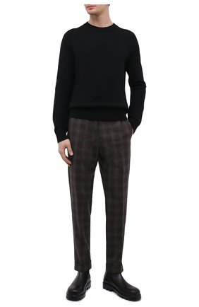 Мужские брюки из шерсти и кашемира MARCO PESCAROLO темно-коричневого цвета, арт. CHIAIA/ZIP/4434 | Фото 2 (Длина (брюки, джинсы): Стандартные; Материал внешний: Шерсть; Случай: Повседневный; Стили: Кэжуэл)