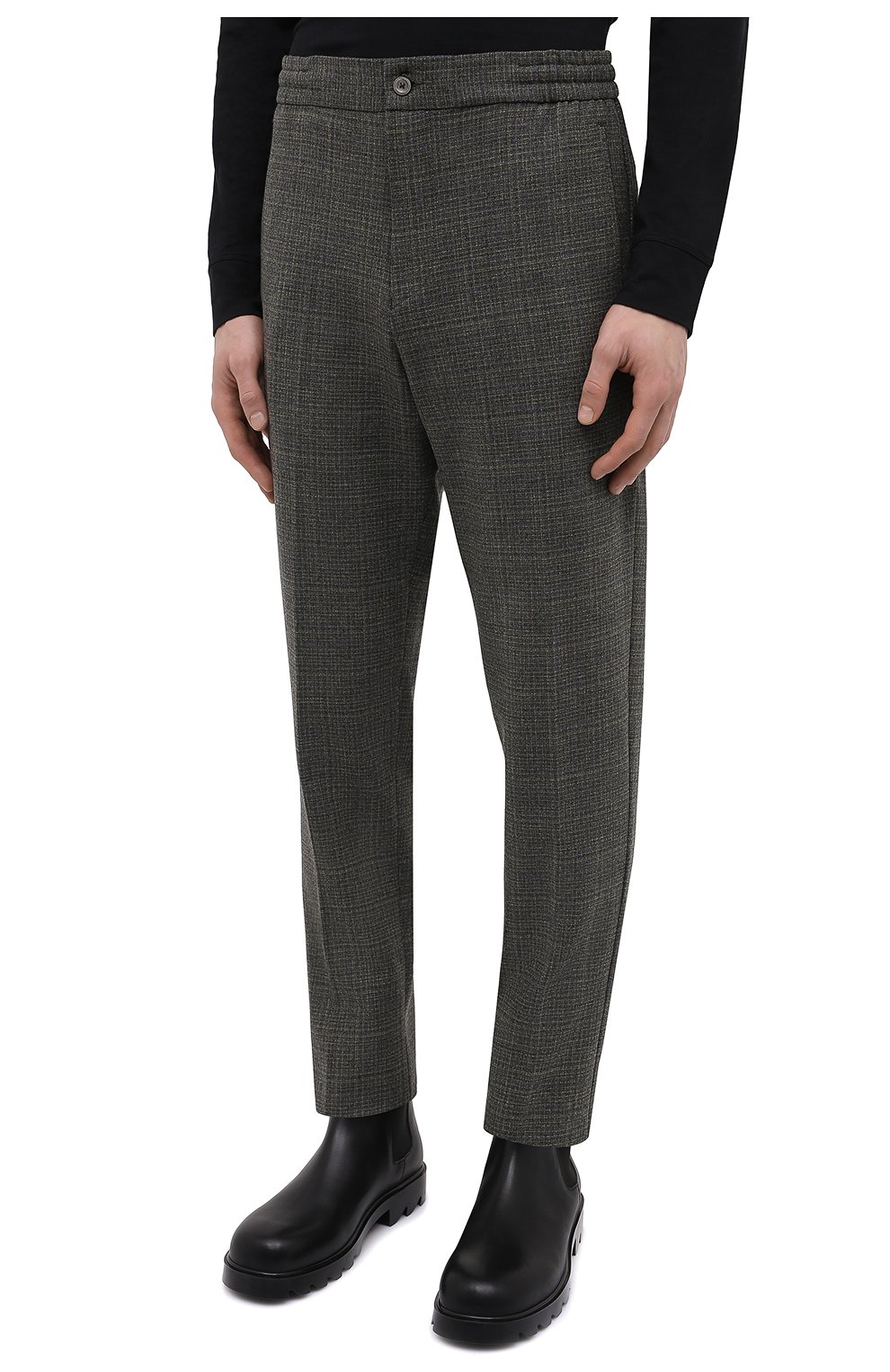 Мужские шерстяные брюки MARCO PESCAROLO темно-серого цвета, арт. CHIAIAM/ZIP/4430 | Фото 3 (Материал внешний: Шерсть; Длина (брюки, джинсы): Стандартные; Случай: Повседневный; Стили: Кэжуэл)