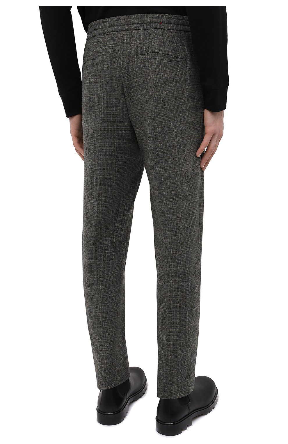 Мужские шерстяные брюки MARCO PESCAROLO темно-серого цвета, арт. CHIAIAM/ZIP/4430 | Фото 4 (Материал внешний: Шерсть; Длина (брюки, джинсы): Стандартные; Случай: Повседневный; Стили: Кэжуэл)