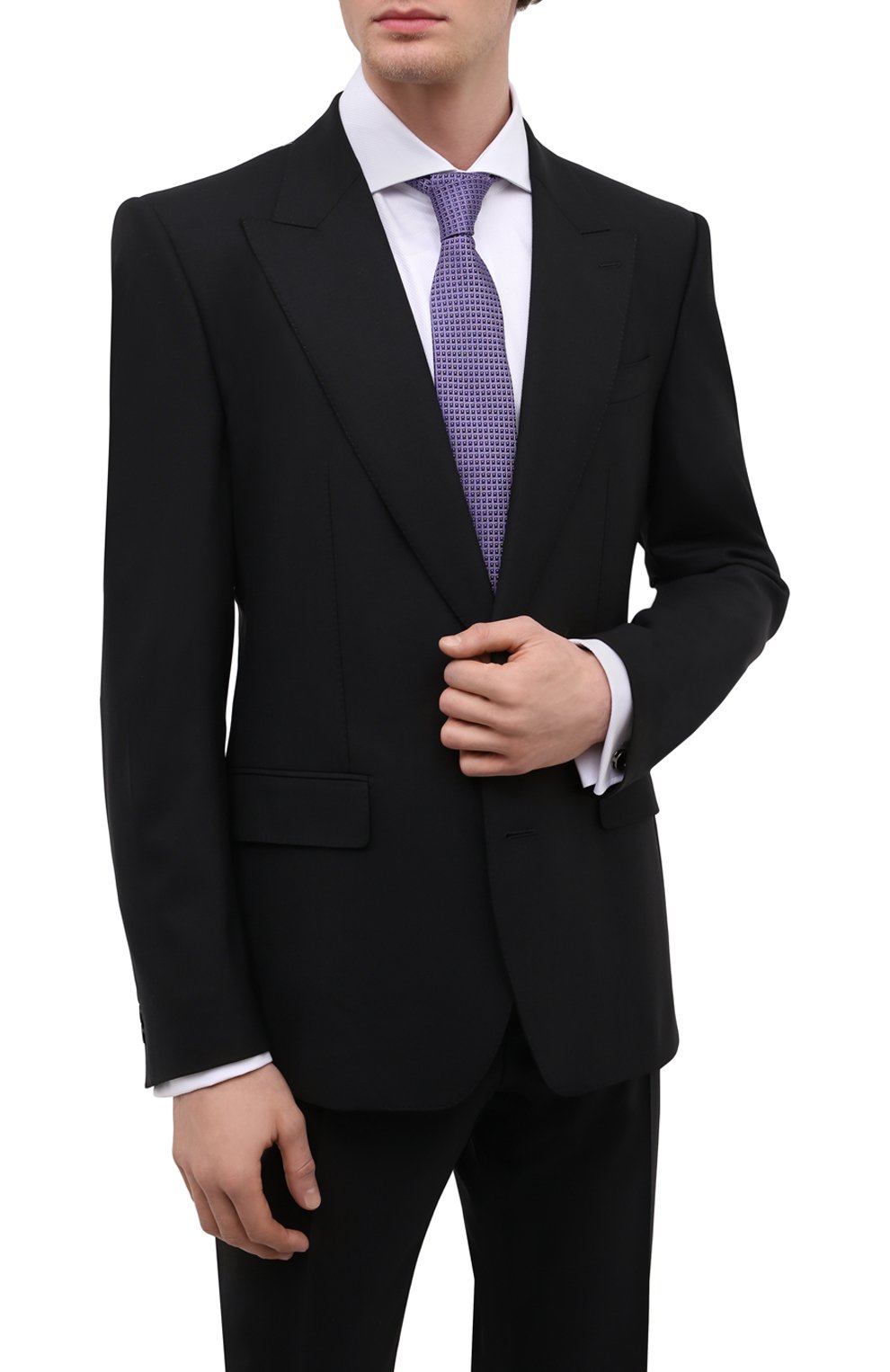 Мужской шелковый галстук BOSS сиреневого цвета, арт. 50466848 | Фото 2 (Принт: С принтом; Материал: Текстиль, Шелк)