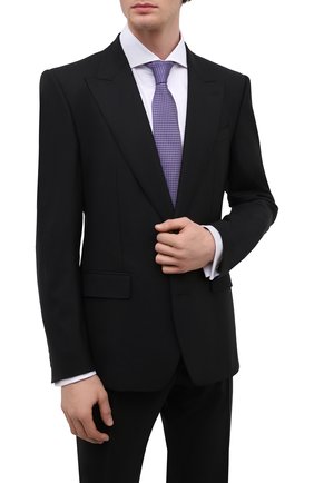 Мужской шелковый галстук BOSS сиреневого цвета, арт. 50466848 | Фото 2 (Материал: Шелк, Текстиль; Принт: С принтом)