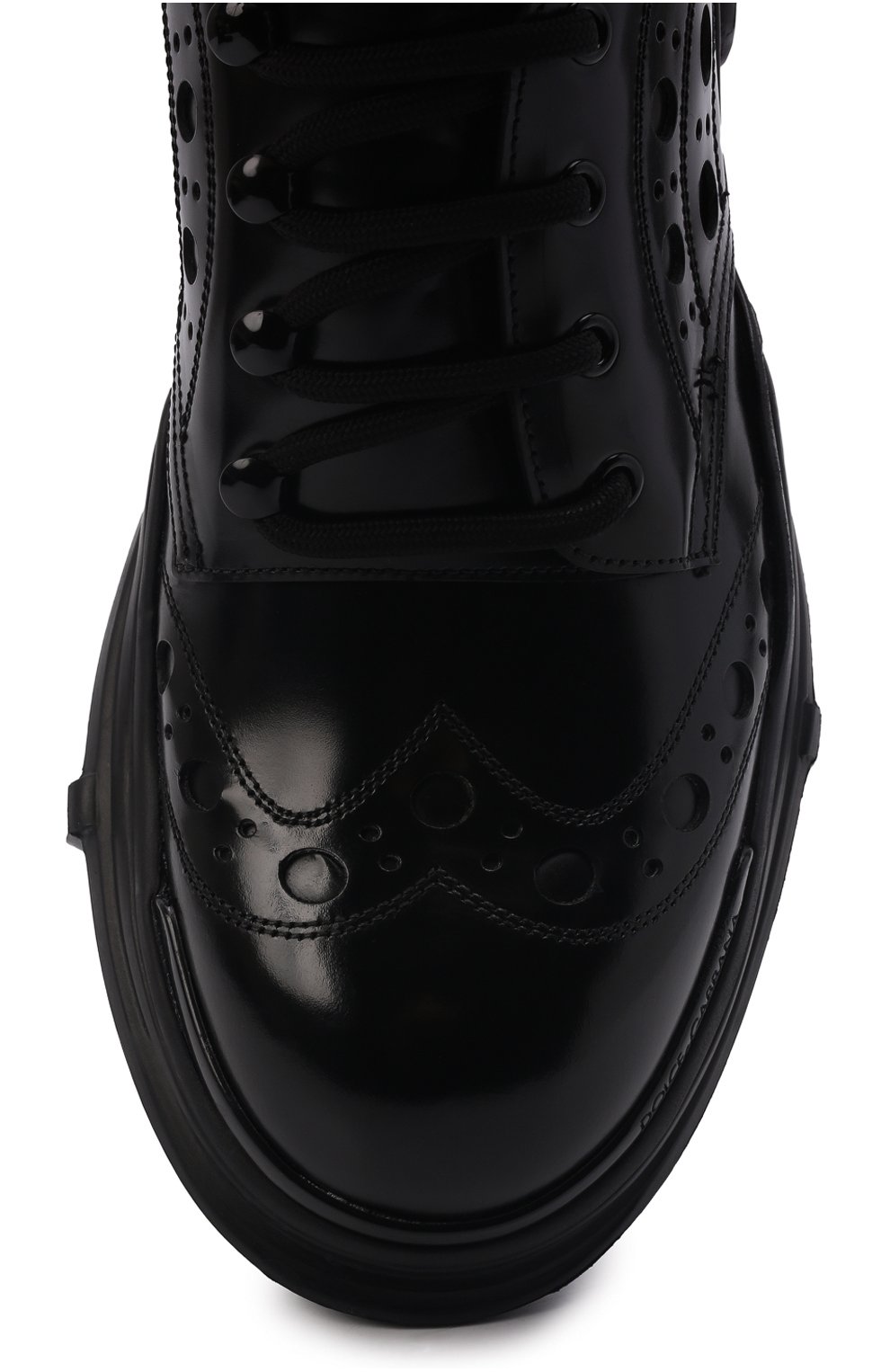 Мужские кожаные ботинки DOLCE & GABBANA черного цвета, арт. A10701/AQ380 | Фото 6 (Материал внешний: Кожа; Мужское Кросс-КТ: Ботинки-обувь; Материал внутренний: Натуральная кожа; Материал утеплителя: Без утеплителя; Подошва: Массивная)