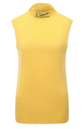 Женский шерстяной жилет RAF SIMONS желтого цвета, арт. 212-W831-50003 | Фото 1 (Длина (для топов): Стандартные; Материал внешний: Шерсть; Стили: Кэжуэл; Женское Кросс-КТ: Жилет-одежда)