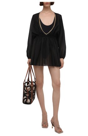 Женское хлопковое платье STELLA MCCARTNEY черного цвета по цене 47250 руб., арт. S7A701450 | Фото 2 Женское хлопковое платье STELLA MCCARTNEY черного цвета, арт. S7A701450 | Фото 2 (Материал внешний: Хлопок; Рукава: Длинные; Длина Ж (юбки, платья, шорты): Мини; Женское Кросс-КТ: Платье-одежда, Платье-пляжная одежда; Случай: Повседневный; Стили: Романтичный)