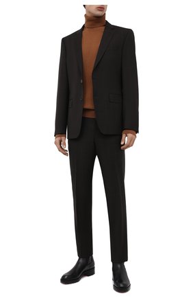Мужской шерстяной костюм BOSS темно-коричневого цвета, арт. 50464425 | Фото 1 (Материал внешний: Шерсть; Рукава: Длинные; Стили: Классический; Костюмы М: Однобортный)