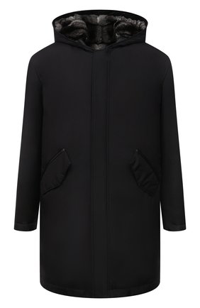 Мужская парка с меховой подкладкой ZILLI SPORT черного цвета по цене 5455000 руб., арт. MAW-K0RAT-30036/0001 | Фото 1 Мужская парка с меховой подкладкой ZILLI SPORT черного цвета, арт. MAW-K0RAT-30036/0001 | Фото 1 (Материал внешний: Шелк; Рукава: Длинные; Длина (верхняя одежда): До середины бедра; Кросс-КТ: Куртка; Стили: Кэжуэл; Мужское Кросс-КТ: утепленные куртки; Материал утеплителя: Натуральный мех)