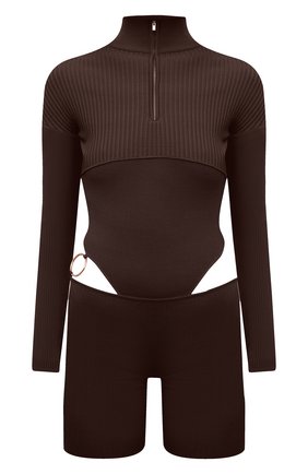 Женский комбинезон JACQUEMUS коричневого цвета по цене 38500 руб., арт. 213KN303-2010 | Фото 1 Женский комбинезон JACQUEMUS коричневого цвета, арт. 213KN303-2010 | Фото 1 (Рукава: Длинные; Материал внешний: Вискоза, Синтетический материал; Стили: Гламурный; Случай: Вечерний; Кросс-КТ: Трикотаж; Женское Кросс-КТ: Комбинезон-одежда)