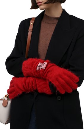 Женские перчатки RAF SIMONS красного цвета, арт. 212-849-50001 | Фото 2 (Материал: Шерсть, Текстиль)