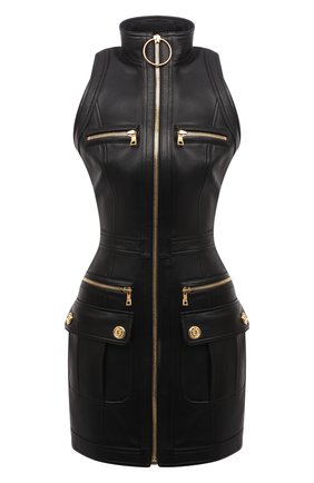 Женское кожаное платье BALMAIN черного цвета по цене 269500 руб., арт. WF0R3120/L183 | Фото 1 Женское кожаное платье BALMAIN черного цвета, арт. WF0R3120/L183 | Фото 1 (Длина Ж (юбки, платья, шорты): Мини; Материал подклада: Вискоза; Стили: Гламурный; Случай: Вечерний; Женское Кросс-КТ: Платье-одежда; Материал внешний: Натуральная кожа; Одежда: Одежда)