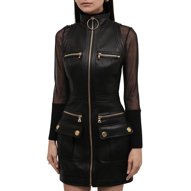 фото Кожаное платье balmain