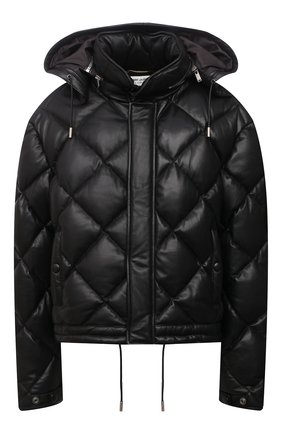 Женская кожаная куртка с капюшоном SAINT LAURENT черного цвета по цене 477500 руб., арт. 672898/YC2SW | Фото 1 Женская кожаная куртка с капюшоном SAINT LAURENT черного цвета, арт. 672898/YC2SW | Фото 1 (Материал подклада: Купро; Материал утеплителя: Пух и перо; Длина (верхняя одежда): Короткие; Рукава: Длинные; Стили: Гламурный; Кросс-КТ: Куртка; Женское Кросс-КТ: Пуховик-куртка, Замша и кожа; Материал внешний: Натуральная кожа)