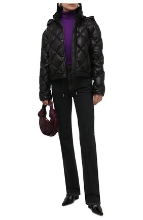 Женская кожаная куртка с капюшоном SAINT LAURENT черного цвета по цене 477500 руб., арт. 672898/YC2SW | Фото 2 Женская кожаная куртка с капюшоном SAINT LAURENT черного цвета, арт. 672898/YC2SW | Фото 2 (Материал подклада: Купро; Материал утеплителя: Пух и перо; Длина (верхняя одежда): Короткие; Рукава: Длинные; Стили: Гламурный; Кросс-КТ: Куртка; Женское Кросс-КТ: Пуховик-куртка, Замша и кожа; Материал внешний: Натуральная кожа)