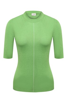Женский пуловер из вискозы SAINT LAURENT салатового цвета по цене 66250 руб., арт. 670561/Y75IU | Фото 1 Женский пуловер из вискозы SAINT LAURENT салатового цвета, арт. 670561/Y75IU | Фото 1 (Рукава: 3/4; Длина (для топов): Стандартные; Материал внешний: Вискоза; Стили: Гламурный; Женское Кросс-КТ: Пуловер-одежда)