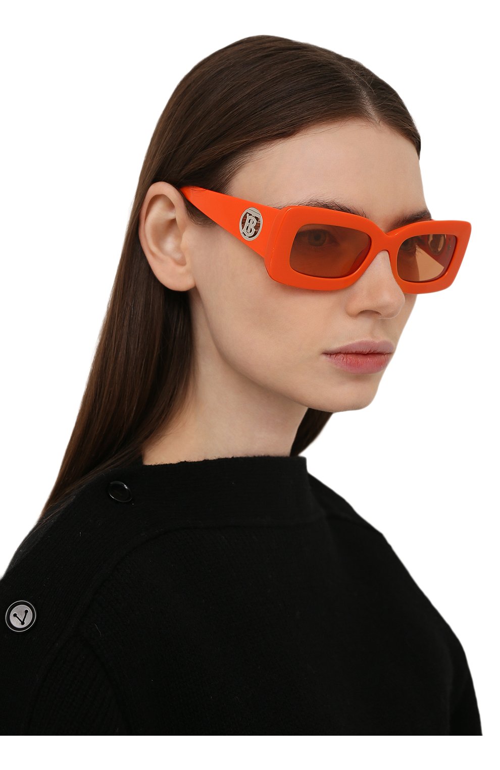 Женские солнцезащитные очки BURBERRY оранжевого цвета, арт. 4343-393874 | Фото 2 (Тип очков: С/з; Оптика Гендер: оптика-женское; Очки форма: Прямоугольные)