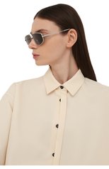 Женские солнцезащитные очки BOTTEGA VENETA серебряного цвета, арт. BV1125S 003 | Фото 2 (Тип очков: С/з; Оптика Гендер: оптика-женское; Очки форма: Авиаторы, Узкие)
