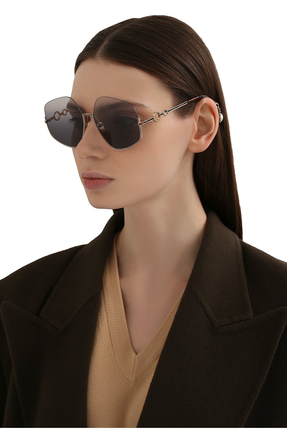 Женские солнцезащитные очки CHLOÉ черного цвета, арт. CH0068S 001 | Фото 2 (Тип очков: С/з; Оптика Гендер: оптика-женское; Очки форма: Over-size, Бабочка)