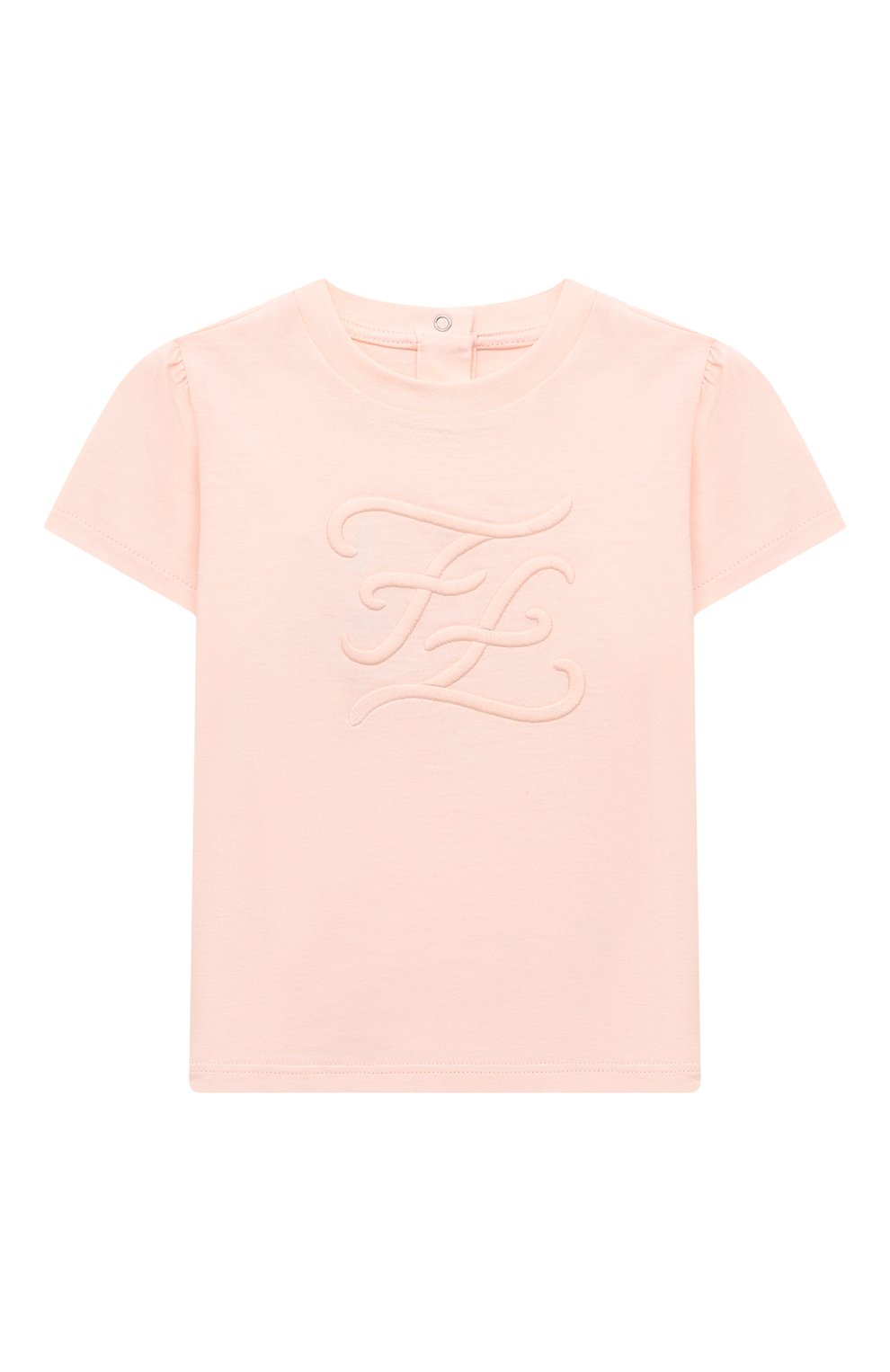 Детский хлопковая футболка FENDI светло-розового цвета, арт. BFI129/7AJ/12M-24M | Фото 1 (Рукава: Короткие; Материал внешний: Хлопок)