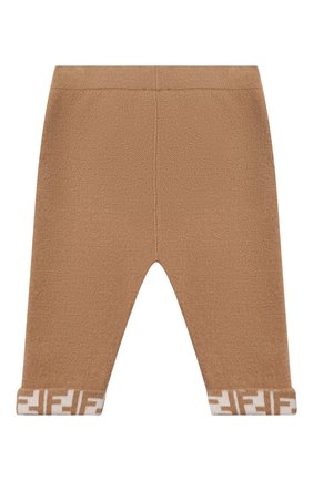 Детские шерстяные брюки FENDI бежевого цвета, арт. BUG084/AG20/12M-24M | Фото 2 (Материал внешний: Шерсть)