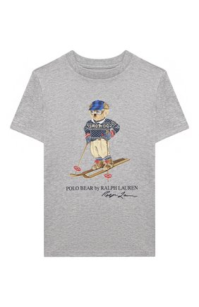 Детская хлопковая футболка POLO RALPH LAUREN серого цвета по цене 3805 руб., арт. 322853790 | Фото 1 Детская хлопковая футболка POLO RALPH LAUREN серого цвета, арт. 322853790 | Фото 1 (Материал внешний: Хлопок; Рукава: Короткие)