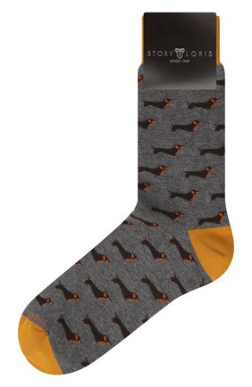 Мужские хлопковые носки STORY LORIS темно-серого цвета, арт. 53 | Фото 1 (Материал внешний: Хлопок; Кросс-КТ: бельё)