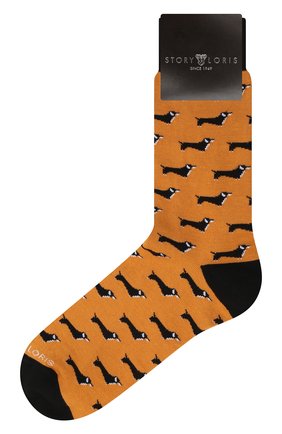 Мужские хлопковые носки STORY LORIS оранжевого цвета, арт. 53 | Фото 1 (Материал внешний: Хлопок; Кросс-КТ: бельё)