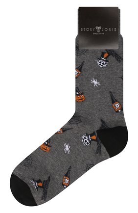Мужские носки STORY LORIS серого цвета, арт. 209 | Фото 1 (Материал внешний: Хлопок, Синтетический материал; Кросс-КТ: бельё)