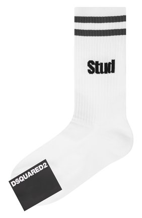 Мужские хлопковые носки DSQUARED2 черного цвета, арт. DFV172220 | Фото 1 (Материал внешний: Хлопок; Кросс-КТ: бельё)