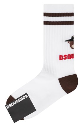 Мужские носки DSQUARED2 белого цвета, арт. DFV142270 | Фото 1 (Материал внешний: Синтетический материал, Хлопок; Кросс-КТ: бельё)